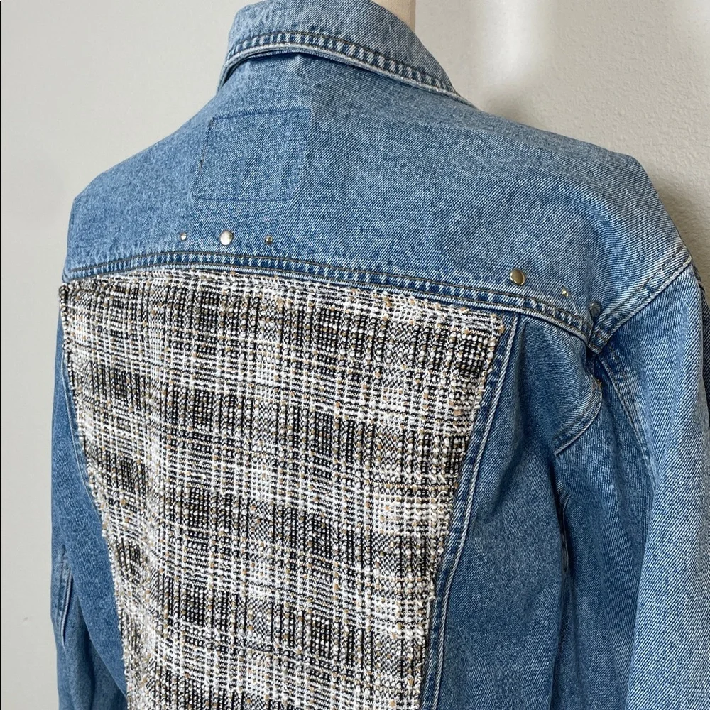 Vintage Jay Jacobs Embellished Upcycled 80s Trucker Denim Jean Jacket Size Small